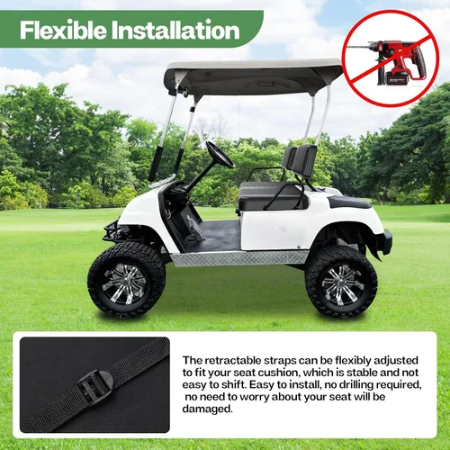 Miniatura 5 de T TGBROS Fundas de asiento de carrito de golf para Yamaha Club Car EZGO Ordinario Cojín de asiento delantero trasero impermeable de cuero de vinilo