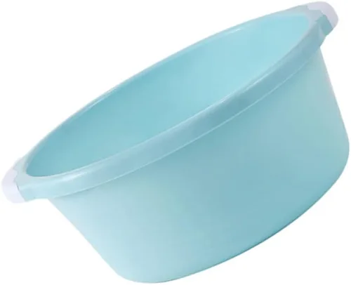 COLLBATH Lavabo de plástico azul cielo, tamaño mediano, 2 piezas, lavabo de baño para cocina y baño, diseño antideslizante multifuncional y material