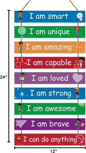 Miniatura 8 de Decoración de habitación infantil, juego de 9 piezas de arte de pared para habitación de niños, decoración motivacional de pared para colgar