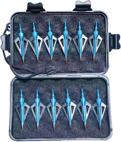 Miniatura 2 de 3 cuchillas de caza de 100/125 granos, cabezas de flecha atornilladas, puntas de flecha compatibles con ballesta y arco compuesto + 1 estuche