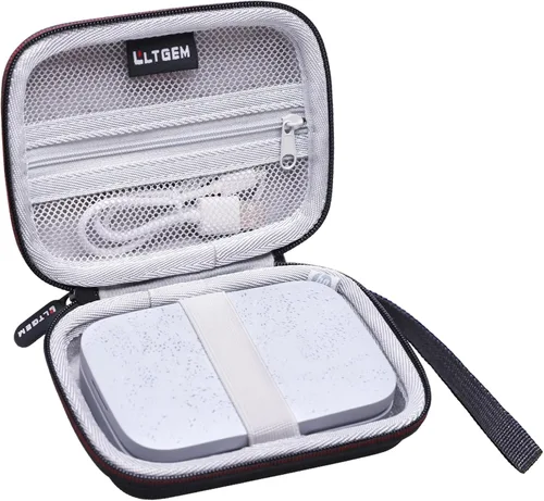 LTGEM - Funda rígida compatible con impresora fotográfica HP Sprocket de 2 x 3, bolsillo de malla para papel fotográfico Zink, cable USB y más