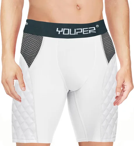 Miniatura 2 de Youper Youth Elite - Pantalones cortos acolchados deslizantes de béisbol con copa atlética suave Blanco