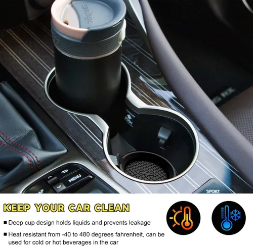 Miniatura 3 de Ohleats 2 unidades de posavasos para tazas de coche, 2.75 pulgadas de silicona antideslizante, portavasos para automóvil, universal, con ranura