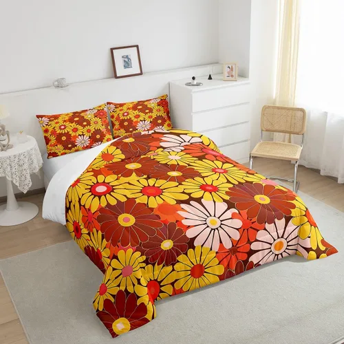 Miniatura 4 de Feelyou Juego de ropa de cama de vaca de las Highland para niños, edredón de ganado con girasol para niñas, adolescentes, juego de edredón