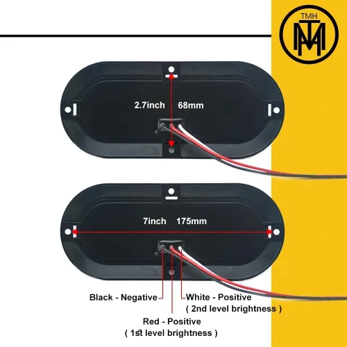 Miniatura 4 de TMH Luz trasera LED ámbar ovalada de 6 pulgadas, montaje en superficie, 10 LED, impermeable, parada, freno, giro, remolque, luces para camión, RV