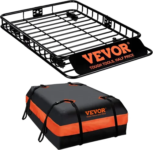 Miniatura 15 de VEVOR Cesta de Carga para Portaequipajes de Techo, 64" x 39" x 6" Transportador de Carga para Techo con Extensión, Acero Resistente de Servicio