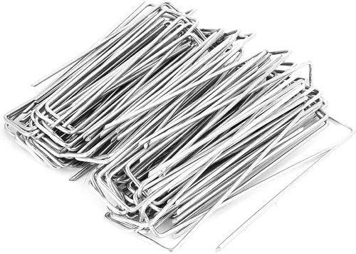 Miniatura 6 de Grapas de jardín, paquete de 100 estacas galvanizadas para paisaje de 6 pulgadas en forma de U, pasadores de seguridad para anclaje de césped