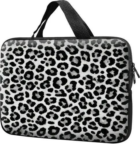Funda para laptop con asa de 17 pulgadas, impermeable, diseño de leopardo, compatible con MacBook Air, Pro, HP, Dell, Lenovo, ASUS