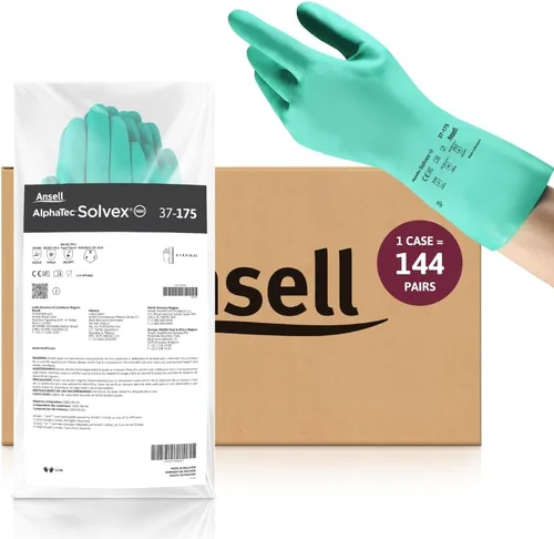 Ansell AlphaTec Solvex 37-175 - Guantes flocados resistentes a productos químicos para limpieza, agricultura, alimentos, aceite, XXL (11), color