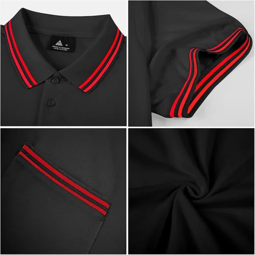 Miniatura 4 de GEEK LIGHTING Polo de manga corta para hombre, estilo clásico de golf, tenis, pádel, estilo casual