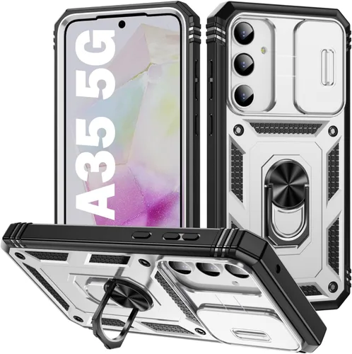 Miniatura 60 de PASNEW Funda para Samsung Galaxy A54, Soporte Metálico y Cubierta Deslizante para Cámara, Militar Multicapa Resistente de Cuerpo Completo a Prueba