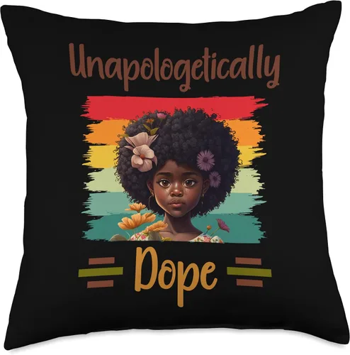Miniatura 4 de Unapologetically Dope Black Afro Girl Black History Month Throw Pillow