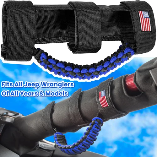 Miniatura 2 de Asas de agarre de barra antivuelco para Jeep Wrangler JK JKU JL JLU TJ YJ Sport Sahara Freedom Rubicon Unlimited Gladiator JT 1955-2023 UTV ATV Azul