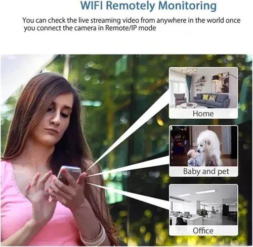 Miniatura 4 de Mini cámara WiFi HD 1080P – Visión nocturna incluida, detección de movimiento, monitoreo remoto de 160°, micro monitor de gran angular, cámara