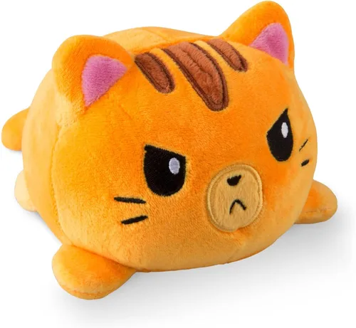 TeeTurtle - El peluche reversible original de gato - Tabby naranja - Lindos animales de peluche con juguetes sensoriales que muestran tu estado de