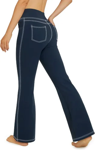 G4Free Pantalones de yoga con corte de bota con 4 bolsillos, leggings acampanados para mujer, pantalones de vestir casuales de cintura alta