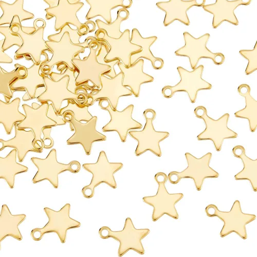 UNICRAFTALE Colgantes en forma de estrella de acero inoxidable colgante de agujero pequeño material de metal encanto para bricolaje pulsera, collar,