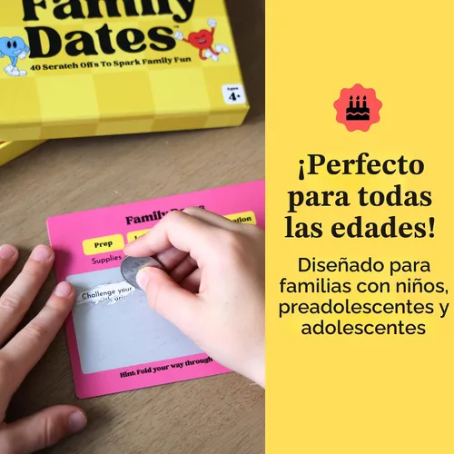 Miniatura 5 de Happy Duo Family Dates 40 Tarjetas de Rasca y Ganca – Actividades Divertidas y Ideas para Noches de Citas Familiares para Niños y Padres – Juego