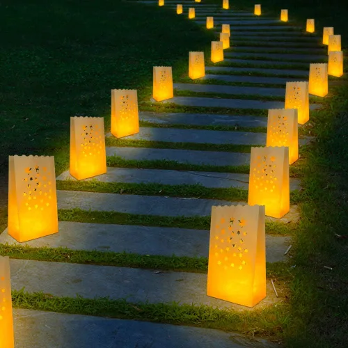Miniatura 9 de ANZOME Velas de té sin llama con 30 paquetes de bolsas luminarias, 30 velas LED sin perfume, velas de té falsas con llamas realistas, Navidad