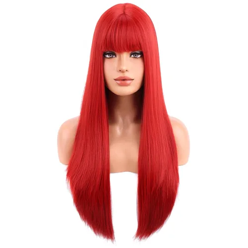 Miniatura 19 de BERON Pelucas negras de cabello largo liso con flequillo, para mujer, a la moda, resistente al calor, sintético, aspecto natural, para fiesta