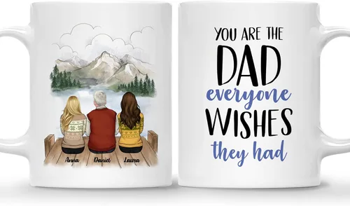 Miniatura 29 de Gossby Taza personalizada (3 hijas) Thank You Dad For Everything, taza personalizada para papá, de regalo, día del padre, cumpleaños, 11 onzas, 15 3
