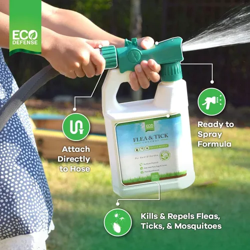 Miniatura 3 de Eco Defense Spray para pulgas, garrapatas y mosquitos para patio y perímetro, seguro alrededor de niños, mascotas, plantas, control de barrera al