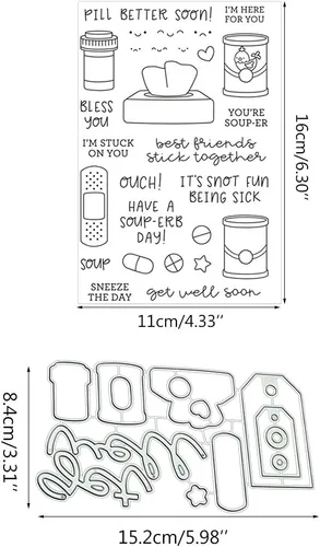 Miniatura 2 de Juego de sellos y troqueles transparentes de silicona enferma para hacer tarjetas, álbum de fotos en relieve DIY para manualidades decorativas