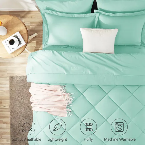 Miniatura 229 de CozyLux Juego de edredón tamaño King, color naranja quemado, toda la ropa de cama en una sola bolsa, 7 piezas: edredón, fundas de almohada