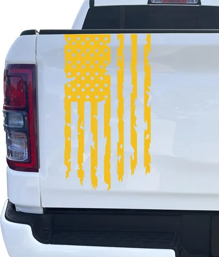 Miniatura 15 de Aldera Graphics Calcomanía de vinilo con la bandera de Estados Unidos de Estados Unidos envejecida compatible con la mayoría de las camionetas