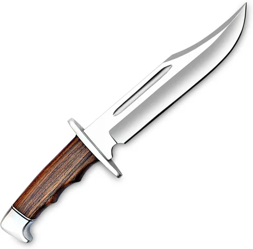 Miniatura 6 de H & H BLADES Cuchillo Bowie de acero D2 hecho a mano de 14 pulgadas con funda de cuero, cuchillo de caza con mango de madera duradero, ideal