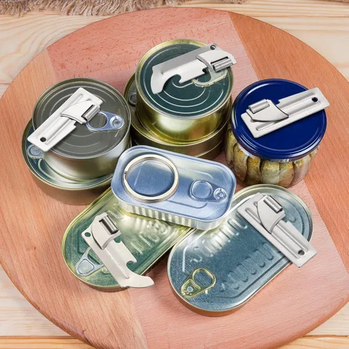 Miniatura 5 de Honeydak 12 unidades militares P38 abrelatas con llavero 2 estilos de abrelatas de acero inoxidable portátil supervivencia militar mochila