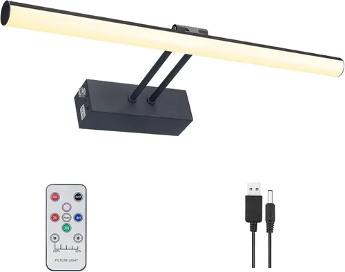 Miniatura 7 de Luz para Cuadros, Luz para Cuadros de 16" con Batería AA, Luz para Marco de Cuadros de Metal Completo, Luces Inalámbricas para Cuadros con Control