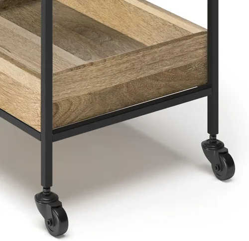 Miniatura 11 de SIMPLIHOME Simons - Carrito de barra de madera maciza de mango de 24 pulgadas de ancho, color natural, para sala de estar, comedor y cocina