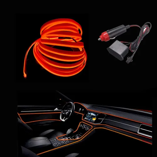 Miniatura 9 de MaxLax Tira de Iluminación LED de Neón Azul para Interior de Auto - 9.84 Pies de Cable EL de 12V Flexible con Protección de Fusible Integrada