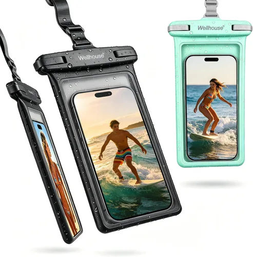 Miniatura 8 de wellhouse Bolsa impermeable para teléfono, Funda impermeable para teléfono para iPhone 16 15 14 13 12 Pro Max XS Samsung, Bolsa seca para celular 1