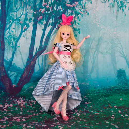 Miniatura 5 de Muñeca BJD de 1/4 de 18 pulgadas, 18 pulgadas, articulada con bola, 18 figuras de acción, vestido de muñeca de princesa Alice + peluca + horquilla +