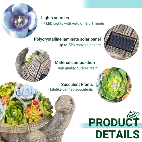 Miniatura 4 de Estatuas de jardín solar GIGALUMI Figura de tortuga Luces para exteriores, decoraciones de jardín al aire libre Decoración de jardín Regalos únicos