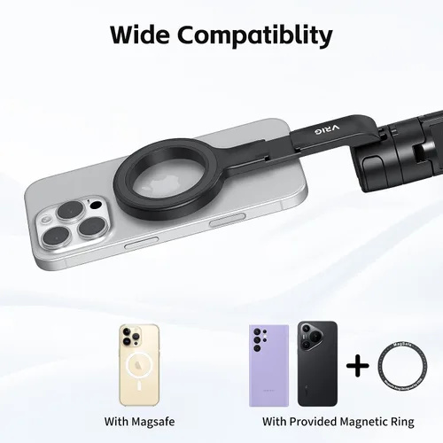 Miniatura 2 de VRIG TP-27 - Trípode magnético para selfie para iPhone con zapata fría, soporte giratorio de 360 grados para teléfono de viaje para grabación