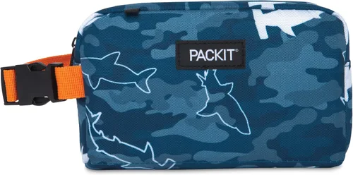 PackIt Caja de Aperitivos Congelable, Camuflaje Tiburón, Construida con Tecnología ECOFREEZE, Plegable, Reutilizable, Cierre con Cremallera y Asa