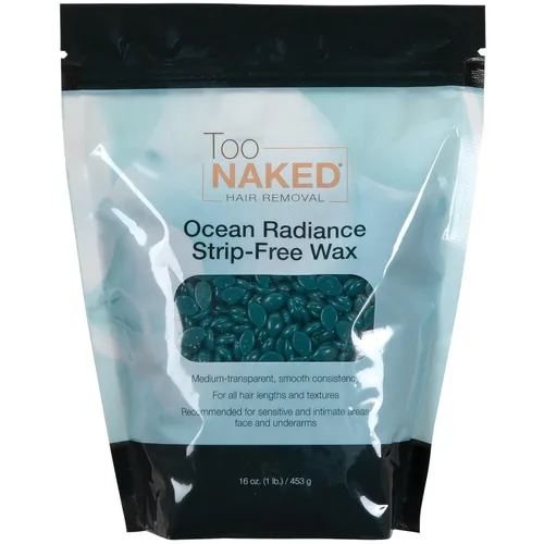 Too Naked Hair Removal Ocean Radiance - Cera sin tiras, transparencia media con consistencia suave, hipoalergénica para áreas sensibles, sin