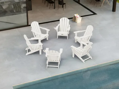 Miniatura 33 de Ciokea Silla Adirondack plegable con textura de madera, silla Adirondack para patio, resistente a la intemperie, silla de plástico para hoguera