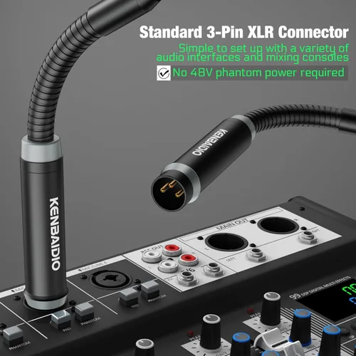 Miniatura 6 de Micrófono DJ de 17 pulgadas flexible de cuello de cisne, micrófono profesional XLR con cable dinámico Bob Barker para videoconferencia, podio