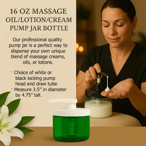 Miniatura 5 de Royal Massage Tarro de bomba de aceite de masaje/loción/crema vacío transparente de 16 oz con tapa de giro de bloqueo - azul