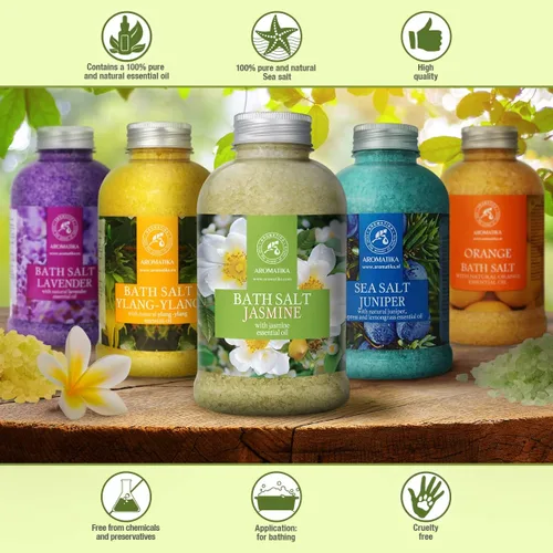 Miniatura 4 de Sal marina de baño jazmín de 21.16 onzas – Sales de baño con aceite esencial de jazmín para baño – baño relajante – Cuidado corporal – Relajación