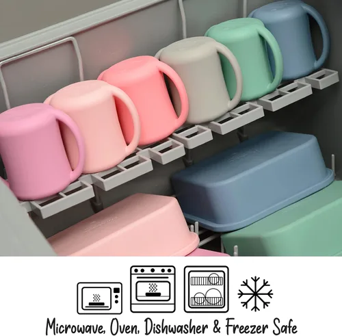 Miniatura 4 de PrimaStella Taza de entrenamiento de silicona para bebés y niños pequeños con asas (coral)