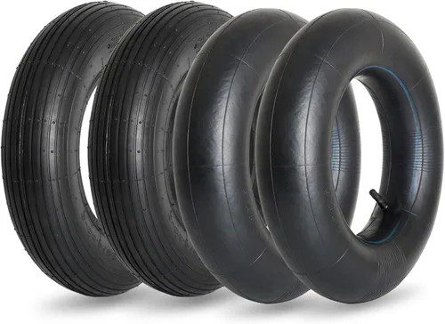 GICOOL Juego de llantas y tubos interiores de repuesto 4.80/4.00-8", 2 paquetes, llanta y rueda de servicio pesado de 15", válvula recta TR-13, para