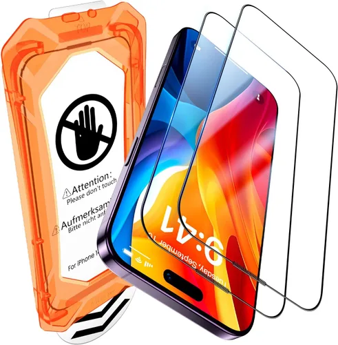 Miniatura 16 de UniqueMe Protector de pantalla de privacidad para iPhone 16 / iPhone 15 – [Grado militar inastillable y dureza 9H+] Protector de pantalla de vidrio