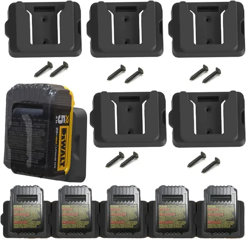 Soportes de batería Gijok para Dewalt 20V, compatibles con 20V 60V (sin batería), paquete de 5 soportes de batería compatibles con baterías DCB200