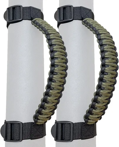 Miniatura 8 de Asas de Agarre de Barra Enrollable para Jeep Asas de Agarre para Jeep Wrangler YJ TJ JK JKU JL JLU 1987-2024 Mango de Agarre Paracord Carga de 250