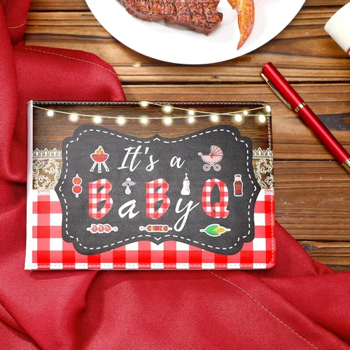 Miniatura 5 de Engrowtic Libro de invitados de cuero para baby shower con bolígrafo, 112 páginas para el día de Acción de Gracias, libro de invitados con fecha